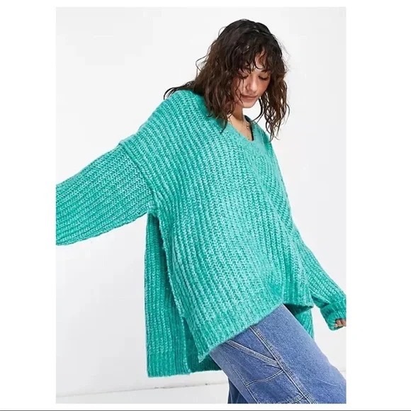 FREE PEOPLE BOHO PULLOVER SWEATER RETRO 90s VIBES CHUNKY KNIT COZY PULLOVER A3C - Picture 9 of 13